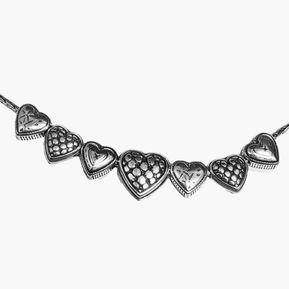 🖤 BRIGHTON SILVER PLATED TWO SIDED HEART NECKLACE - Picture 3 of 10